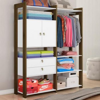 Closet Modulado Elora Ma610 C/prateleiras Branco/ Cedro - M. Arapongas