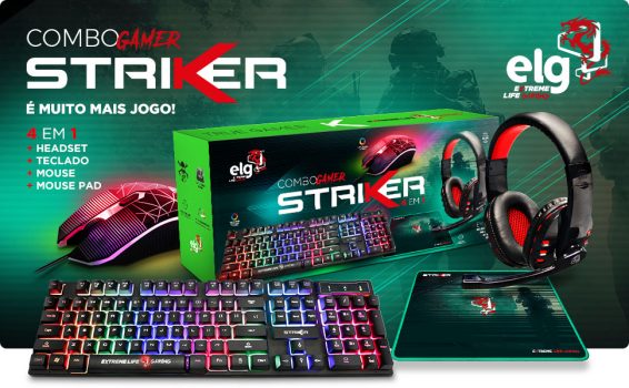 Combo Gamer 4 em 1 ELG Striker - Preto