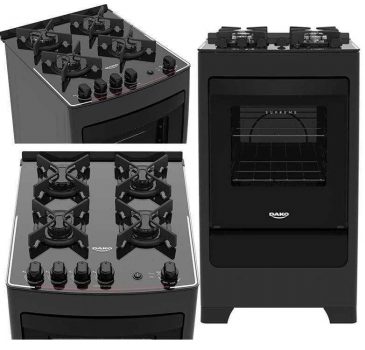 Fogão Dako Supreme Glass 4 Bocas Preto - Bivolt