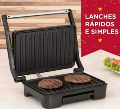 Grill Elétrico Mallory Asteria Compact Inox Preto