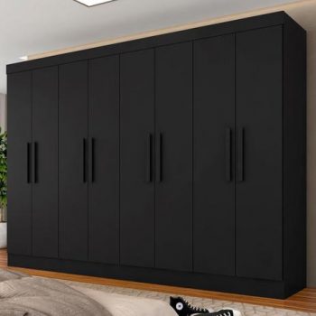Guarda Roupa Casal Mariah 8 Portas Preto Fosco - Movemax