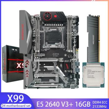 JGINYUE X99 D4 Motherboard Combo Kit Set With Xeon E5 2640 V3 LAG 2011-3 CPU 1pcs x 16GB DDR4 ECC RAM Memory Four channel