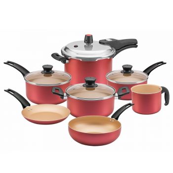 Jogo Panelas Com Pressão 4,5l Panelux Magnific 7 Pçs Vermelho