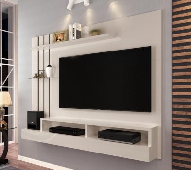 Painel para TV até 47 Polegadas - Off White com Preto - Móveis Jaci