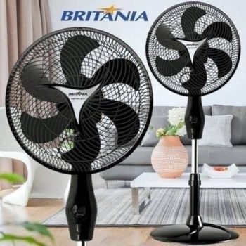 Ventilador de Coluna 40cm Britânia Mega Turbo 40 2 em 1 6 Pás 3 Velocidades Preto