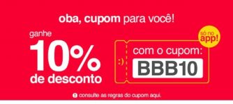 Cupom de 10% off no APP da Americanas durante o BBB