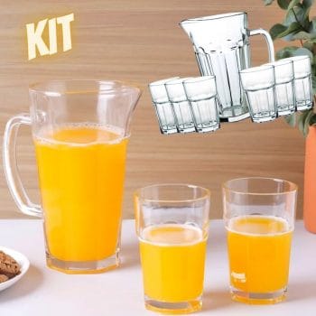 Conjunto de Jarra 1,2 L + Copos de Vidro 310 Ml Cassis 7 Peças - La Cuisine