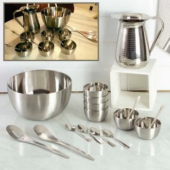 Conjunto de Jarra + Saladeira + Sobremesa Inox 16 peças - La Cuisine