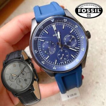 Relógio Fossil, Pulseira de Silicone, Masculino Azul FS5577/8AN