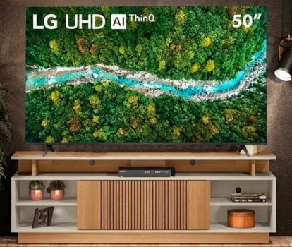 Smart TV 50" LG 4K UHD 50UP7750 WiFi, Bluetooth, HDR, Inteligência Artificial ThinQ, Google, Alexa e Smart Magic