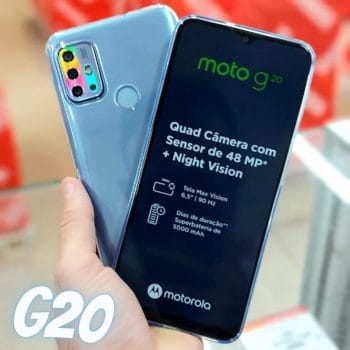Smartphone Motorola Moto G20 Azul 128GB, 4GB RAM, Tela de 6.5”, Câmera Traseira Quádrupla, Android 11 e Processador Octa Core