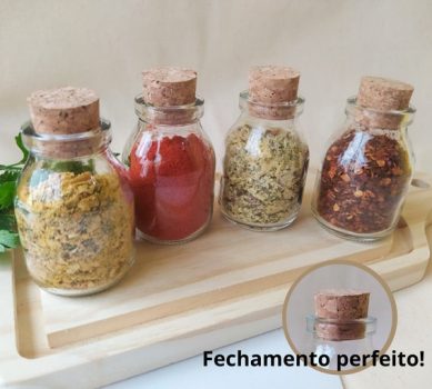 10 Porta Tempero Condimento Vidro Grosso C/Rolha Portuguesa