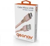 Cabo micro usb, nylon trançado, 1MT, Rose Gold, ESMIRG, Geonav