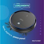 Aspirador Robô Hydra 3 em 1 Varre, Aspira e Passa pano Autonomia 1h30 45W Preto - HO243