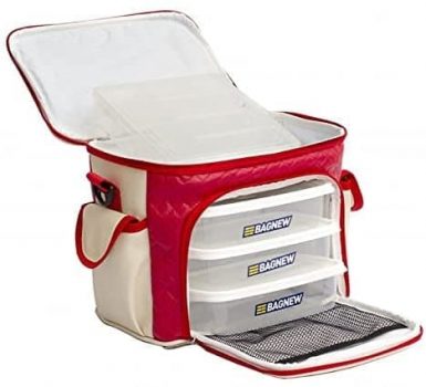 Bolsa Térmica 3 Potes - Vermelha com Marfim Fit Model, Bag New