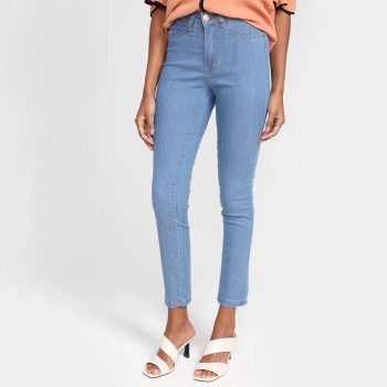 Calça Jeans Skinny Ecxo Cintura Média Feminina