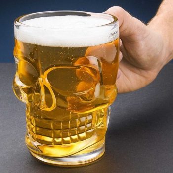 Caneca para chopp e Cerveja de Vidro Caveira Rock Style 365 ml Lyor Transparente no Voltagev