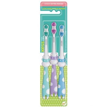 Combo Econômico Infantil com 3 Escovas Dentais, Kess, Multicor