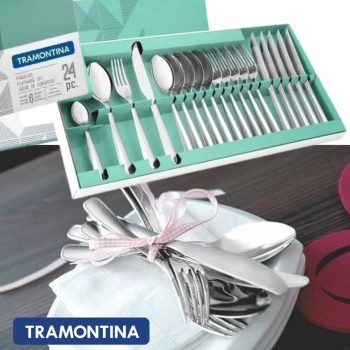 Faqueiro Aço Inox com Faca de Mesa com 24 Peças Tramontina Maresias Prata