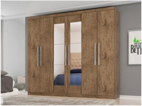 Guarda-roupa Casal 6 Portas 4 Gavetas - Araplac Bello com Espelho