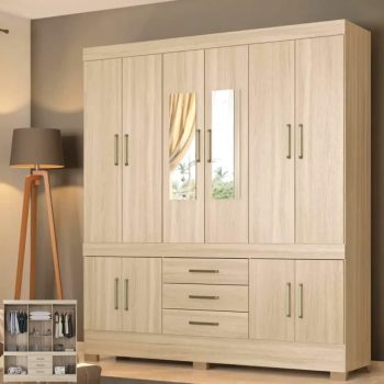Guarda-roupa Casal com Espelho 10 Portas - 3 Gavetas Demobile Nantes