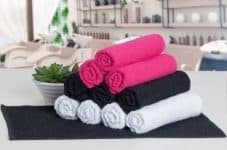 Kit 10 Toalha de Manicure 100% Algodão 280g/m² Salão de Beleza 28x45cm P/unha - 5 Brancas + 3 Pretas + 2 Pinks