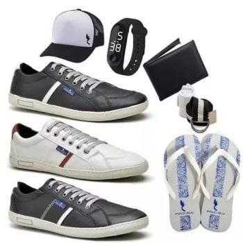 Kit 3 Sapatênis Moderno + Chinelo + Carteira + Acessórios - Polo Blu