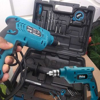 Kit Furadeira de Impacto Philco PFU01MF com Mandril 3/8 e Maleta com 11 Peças - 650W