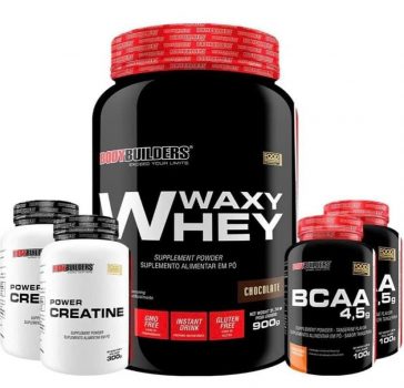 Kit Waxy Whey 900g cho + 2x BCAA 100g + 2x Power Creatina 100g - Bodybuilders