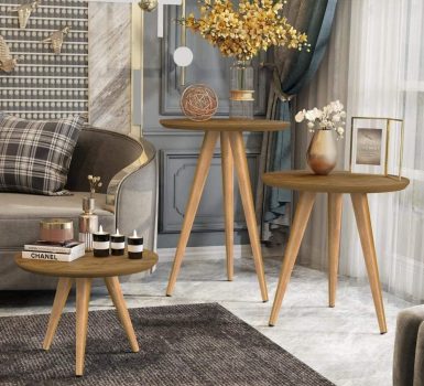 Mesa de Centro, Apoio e Lateral - Kit Triplo Classic - Freijó - Mania de Móveis