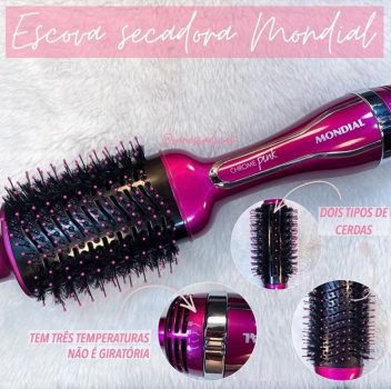 MONDIAL Chrome Pink Line Escova Secadora, Rosa, 220 V