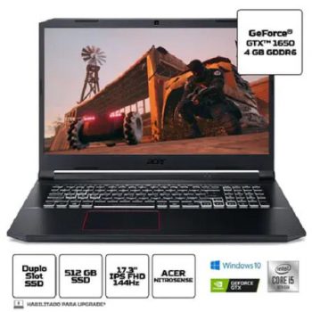 Notebook Gamer Aspire Nitro 5 AN517-52-56PR Intel Core i5 8GB 512GB GTX 1650 SSD 17.3' Full HD
