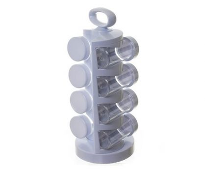 Organizador de Temperos 8 Peças, SF1827B, Branco/Transparente, Mimo Style