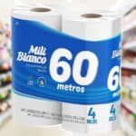 Papel Hig 60m Folha SIMPLES, Neutro Pacote com 4 rolos