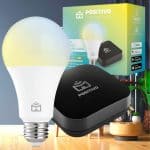 Kit Casa Conectada Lite Positivo Casa Inteligente, sua casa mais inteligente, contém 2 itens (1x Smart Controle Universal e 1x Smart Lâmpada Wi Fi), Bivolt – Compatível com Alexa, branca/preta