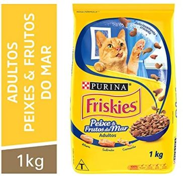 Ração Purina Friskies Petiscos do Mar para Gatos Adultos Sabor Peixe e Frutos do Mar, 1kg