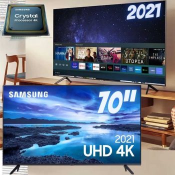 Samsung Smart TV 70´´ UHD 4K 70AU7700, Processador Crystal 4K, Tela sem limites, Visual Livre de Cabos, Alexa Built In - UN70AU7700GXZD