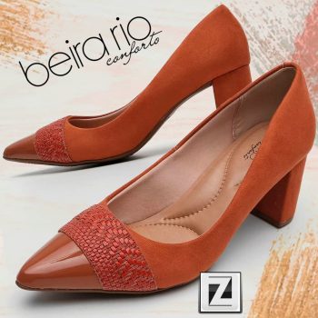 Scarpin Beira Rio Bico Fino Salto Bloco Detalhe Macramê