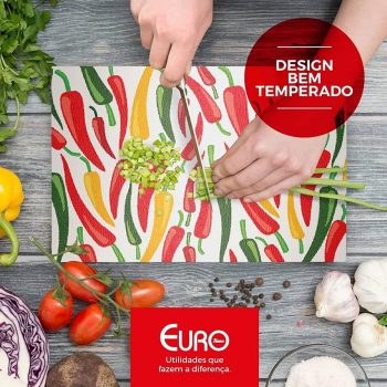 Tábua de Vidro 40 cm Decoração Pimentas, FH13009, Euro Home