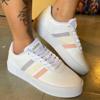 Tênis Adidas Court Bold Feminino - Branco+Pink