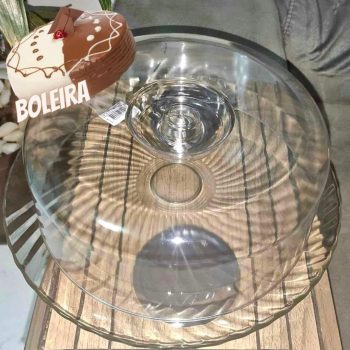 Boleira de Vidro Redonda com Tampa Plástico - Ruvolo New Gourmet Bali 32,5cm ou Boleira com Tampa Ruvolo Redonda - Bari
