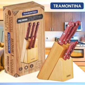 Conjunto de Facas Inox 6 Peças Polywood Vermelha - Tramontina