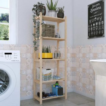 Estante Decorativa Adhara 5 Prateleiras Gaam Móveis Madeira Natural