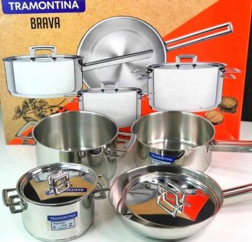 Jogo de Panelas Fundo Triplo com Tampa Plana 4 Peças Tramontina Inox
