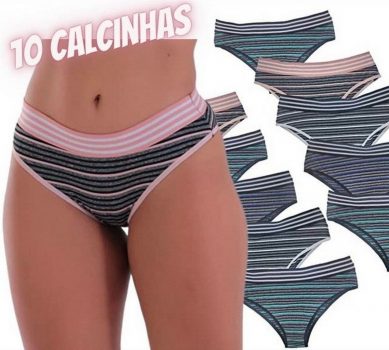 Kit 10 Calcinhas Microfibra Listras