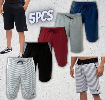 Kit 5 Bermuda Moletom Masculina Original 100% Algodão