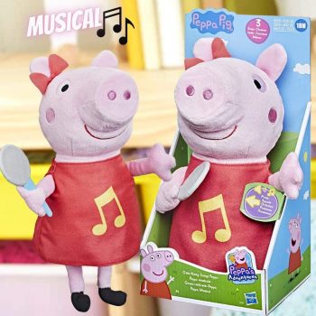 Peppa Pig Figura Musical - Boneca Musical com Vestido Vermelho Brilhante e Laço - F2187 - Hasbro, Rosa e amarelo