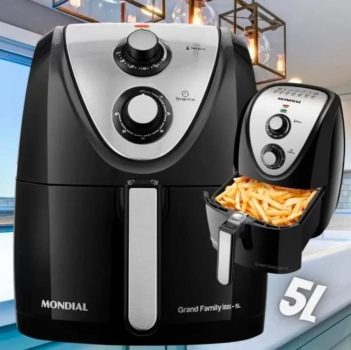 Fritadeira sem Óleo Air Fryer Mondial AFN-50 BI Grand Family Inox 5L Preta - 127V