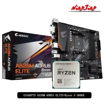Processador Ryzen 5 5600X + A520M Aorus Elite