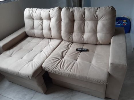 Sofá 3 Lugares Retrátil Lubeck Plush Suede Bege